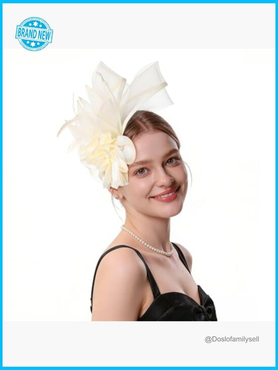 Fascinator Hat with Feathers and Mesh Elastic Ribbon for Weddings Tea Parties main image 6